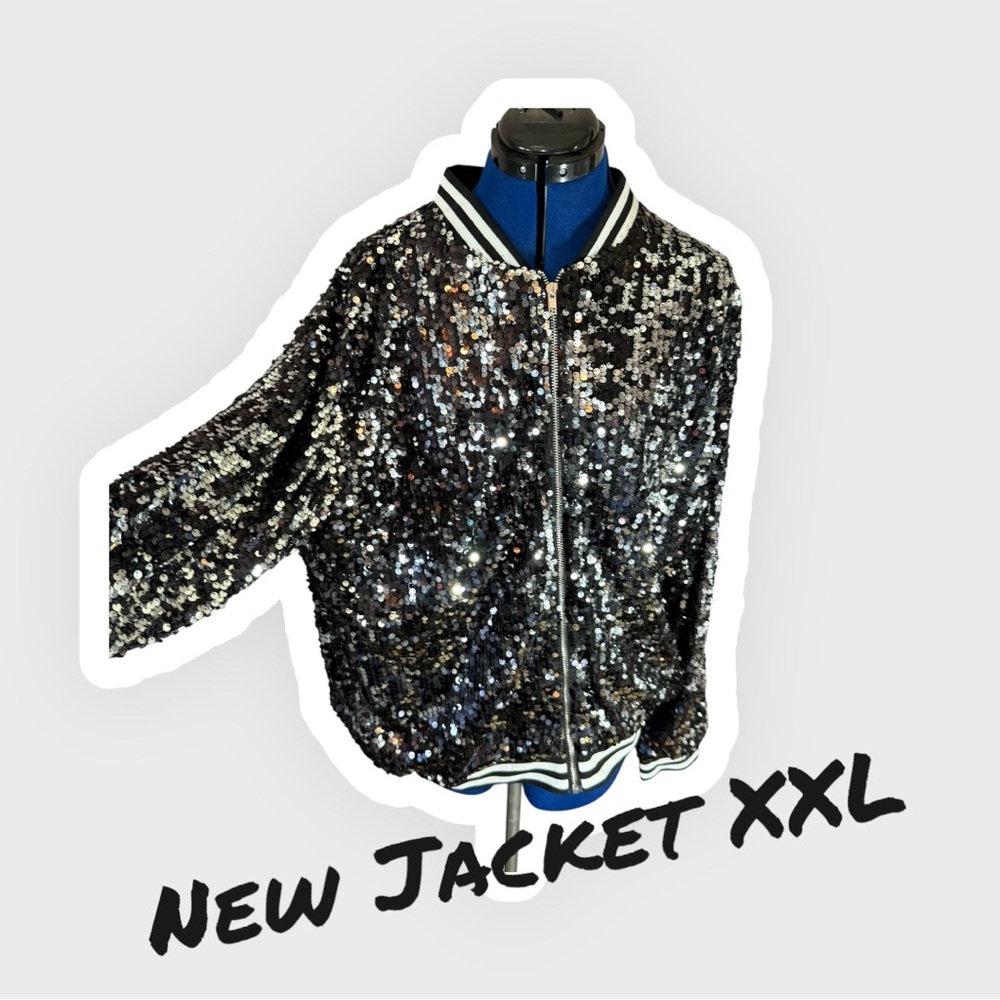 ✨ Like New Sequin Bomber Jacket - XXL ✨pair with jeans and heels 👠or Converse 👟😍